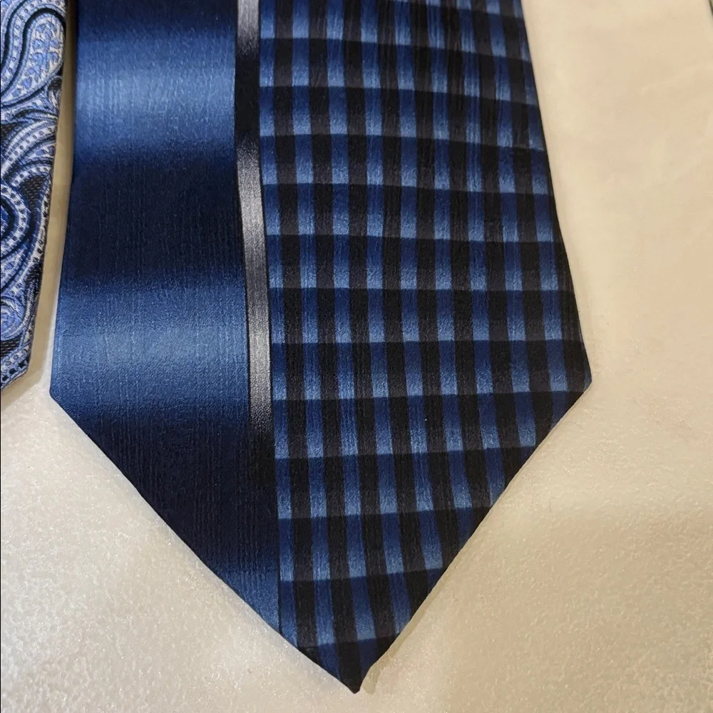 Men’s silk ties bundle of 3 Blue black Patterned career formal paisley geometric